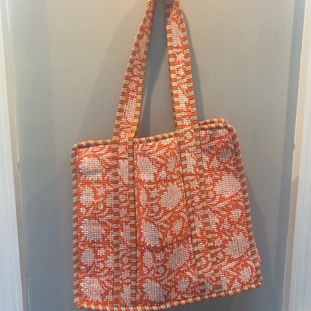 Floral Quilted pinkcity hand loom cotton tote NWOT - Picture 10 of 14